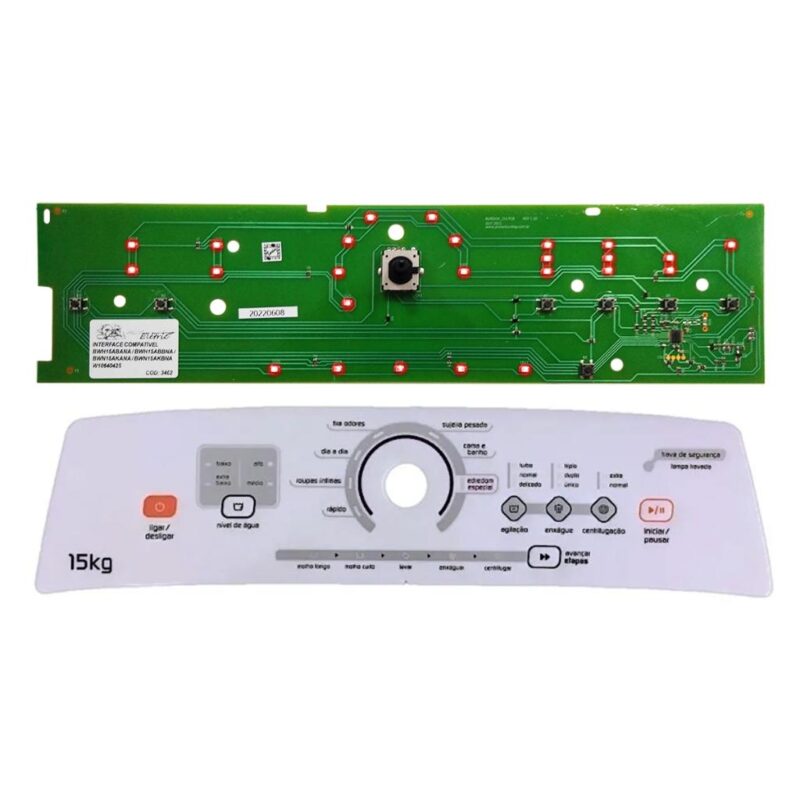 Placa Interface Com Console E Adesivo Lr Lavadora Brastemp Cinza Bwh15/Bwn15 - W10640425